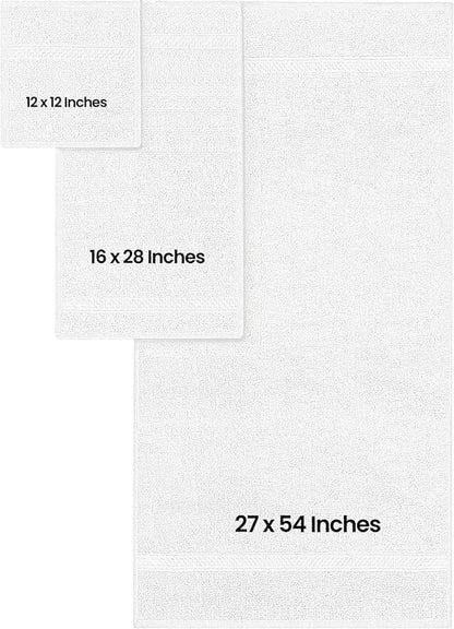 Utopia Towels Set, 16 Bath Towels, 16 Hand Towels, and 32 Washcloths, 600 GSM Ring Spun Cotton Highly Absorbent Towels for Bathroom, Shower Towel, (Pack of 64) (White)