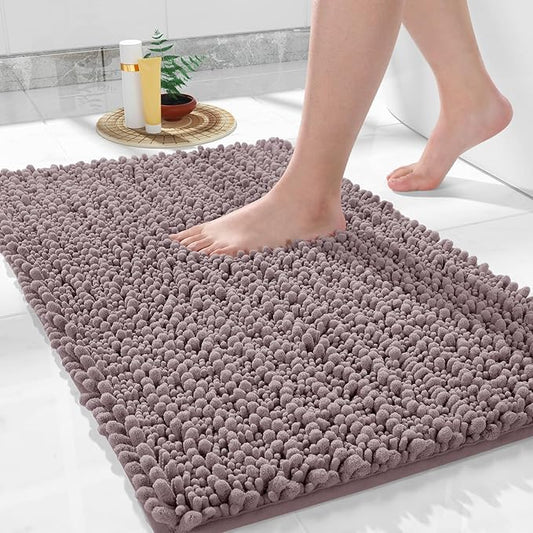 Yimobra Large Bathroom Rugs Non Slip Washable 36x24 Inch - Ultra Soft Absorbent Chenille Bath Mat, Quick Dry Shaggy Floor Carpet for Tub Shower, Mauve Home Decor Accessories