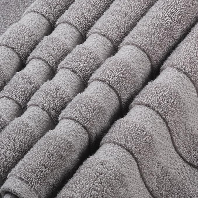 SOFE H&L | Olea Luxury Turkish Cotton Hand Towels Set of 4 Cool Gray | Premium, Soft, Durable, Absorbent | Hotel Quality Plush Towels and Thick Towel Sets