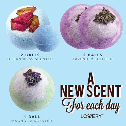 Christmas Bath Bombs Gift Set for Women, 17 Large Bath Fizzies in Assorted Colors, Shapes & Scents,Bath and Body Spa Set with Shea & Coco Butter–Ultra Rich Spa Set in Handmade Weaved Basket
