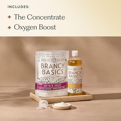 Branch Basics Concentrate (33.8 oz) + Oxygen Boost (2 lbs) | Multi-Surface All Purpose Cleaner Concentrate + Natural Stain Remover, Grout Cleaner | Human-Safe, Fragrance Free