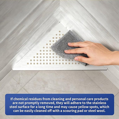 Corner Shower Shelf 2 Pack, 304 Stainless Steel Grout in Shelves for Bathroom, 10'' Recessed Shelf Rack for Tiled Wall, No Drilling Needed (10'', Silver)