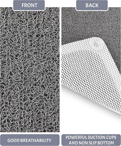 Mecko Non-Slip Shower Mat, Anti-Slip Bath Mat with Suction Cups – Quick-Drying Loofah Texture for Tub with for Indoor and Outdoor Use, Bathtubs and Wet Areas (Grey, 17"x30")