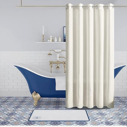 Furlinic No Hooks Required Fabric Shower Curtain Liner,Waterproof Polyester Heavy Duty Bathroom Curtains with Weighted Hem Lead Wire,Beige,Small Narrow,48x72 Inch