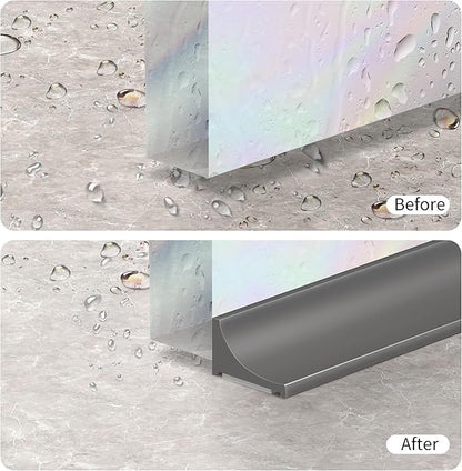 67Inch Shower Threshold Water Dam, Self-Adhesive Silicone Shower Barrier Water Stopper Shower Door Bottom Seal Strip Shower Splash Guard for Bathroom Kitchen Bathtub