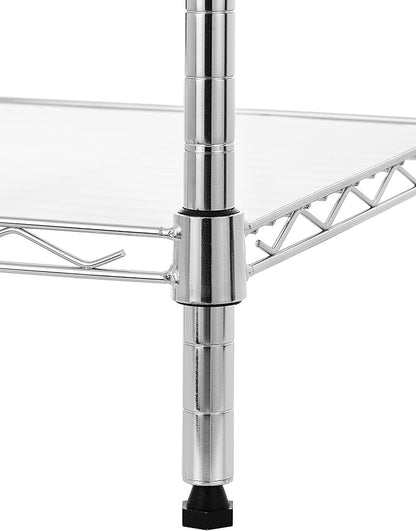 Finnhomy 6-Tier Wire Shelving Unit Adjustable Steel Wire Rack Shelving 6 Shelves Steel Storage Rack or Two 3 Tier Shelving Units with PE mat and Stable Leveling Feet, NSF Certified, Chrome