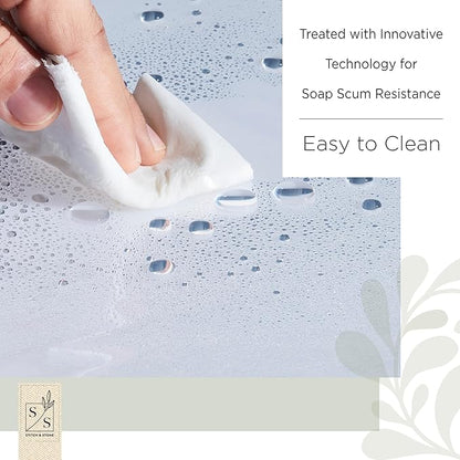 Stitch & Stone Shower Curtain Liner, Premium Heavyweight Durable Waterproof 8g PEVA for Bathroom with Weighted Magnets, Standard Size 72" x 72", Clear 1 Pack