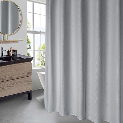 AooHome Stall Size Fabric Shower Curtain, 36 Width by 72 Height Inch Waffle Weave Pattern Bathroom Curtain with Hooks, Weighted Hem, Heavy Duty, Water Repellent, 36x72 Inch, Grey