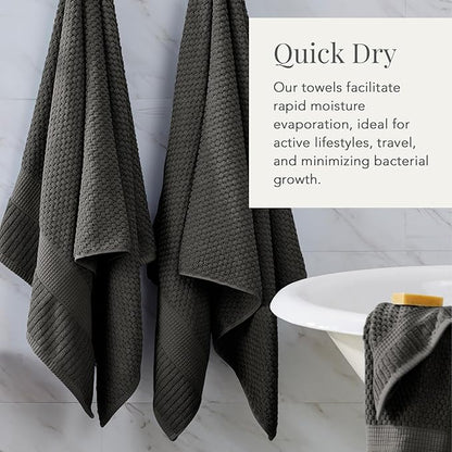 NY Loft 100% Cotton Hand Towel 6 Pack | Super Soft & Absorbent Quick-Dry Hand Towels 16" x 28" |Textured and Durable Cotton | Trinity Collection (6 Pack Hand Towel, Dark Grey)