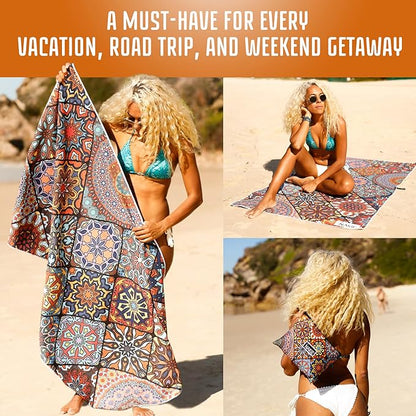 Nakie Sand Free Beach Towel, Quick Dry, Lightweight and Compact with Storage Bag, 160x90cm, Made from Recycled Bottles for Beach, Pool, Travel, Swimming and Outdoor Use