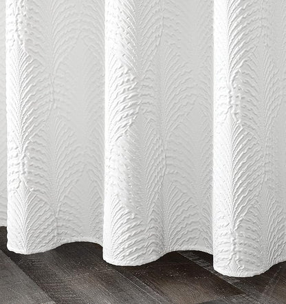 Gibelle White Shower Curtain for Bathroom, 3D Embossed Textured Fabric Curtain, Modern Farmhouse Chic Soft Cloth Set with Hooks, 72x72