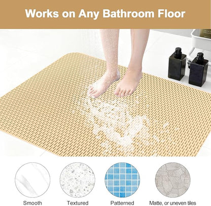 Extra Large Shower Mat: 47"x32" Non Slip Shower Mats for Inside Shower, PVC Anti Slip Shower Stall Mats No Odor, Trimmable Walk in Shower Mats for Elderly Kids