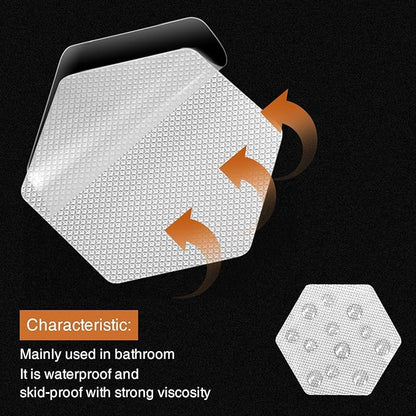 Bathtub Stickers Non-Slip, 24 PCS Hexagon White Safety Shower Treads Adhesive Appliques with Premium Scraper