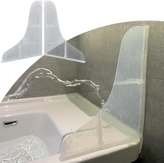 Mofason Silicone Shower Splash Guard, Clear Bathtub Corner Splash Guard, Bathroom Shower Water Guard Can Be Used in Washbasin, Tubs, Sinks Etc - 2Pack
