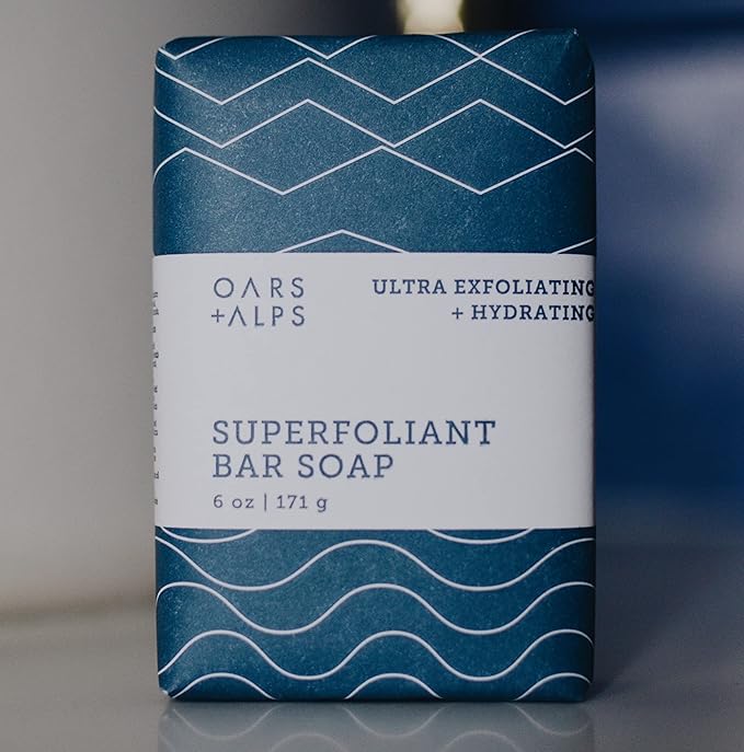 Oars + Alps Eucalyptus Superfoliant Exfoliating Bar Soap for Men, Deep Cleaning & Exfoliating Soap with Jojoba Beads, Made with Clean Ingredients, All Skin Types, Cruelty Free, 1pk, 6oz