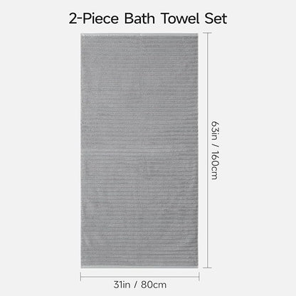 REDKISS 2Pack Large Bath Towels 31×63 inches, 100% Cotton, Super Soft and Absorbent, Quick-Dry Towels, Perfect for Bathroom,Plush Shower Towels-Gray
