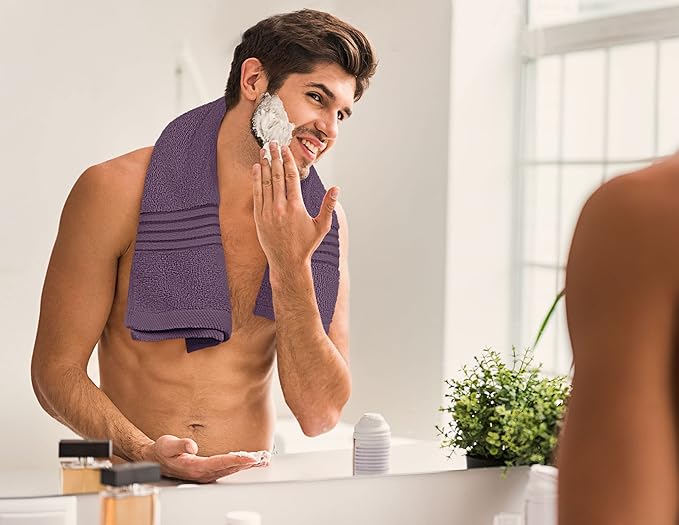 Utopia Towels 8 Piece Premium Towel Set, 2 Bath, 2 Hand, and 4 Washcloths, 100% Ring Spun Cotton, Highly Absorbent Towels for Bathroom, Sports, and Hotel, Plum