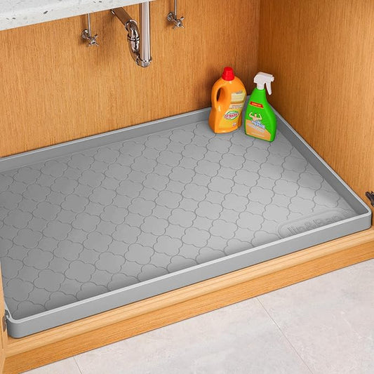 Jin&Bao Waterproof Under Sink Mat 31" x 22", Thick Silicone Mat Cabinet Protector for Kitchen and Bathroom, Shelf Liner, Home Organizer and Storage, Multipurpose Tray for Gadgets and Essentials