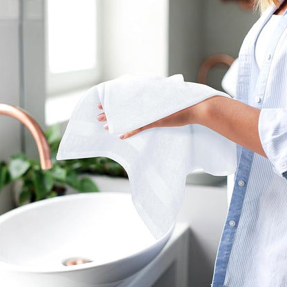GLAMBURG Ultra Soft 6-Piece Hand Towel Set 16x28-100% Ringspun Cotton - Durable & Highly Absorbent Hand Towels - Ideal for use in Bathroom, Kitchen, Gym, Spa & General Cleaning - White