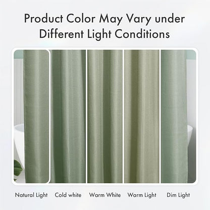 AmazerBath Sage Green Shower Curtain Fabric, Waffle Shower Curtain Cloth, Heavy Duty 240GSM, Hotel Quality Bathroom Shower Curtains, 72 x 72 Inches