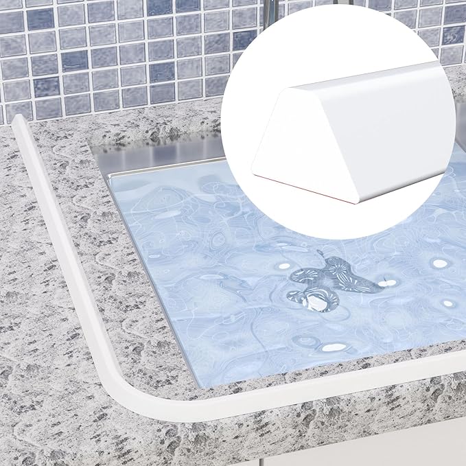67 Inch Collapsible Shower Water Dam, Shower Threshold Water Dam Shower Barrier, Dry and Wet Separation Door Dam Water Stopper Kitchen Shower Threshold Silicon Water Blocker(Mini Trapezoid)