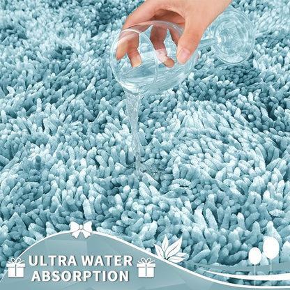 Yimobra Toilet Rugs U Shaped Washable, Extra Thick Soft Absorbent Chenille Contour Bathroom Rugs for Toilet 24x20 Inch, Quick Dry Non Slip Toilet Mat for Bath Floor, Greyish Blue