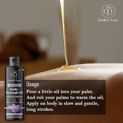 Organic - Lavender Floral Edible Full Body Massage Oil - Relaxing, Calming | No Stain & Non-Sticky |with Fractionated Coconut Oil, Orange Blossom & Lavender Oil - 4.05 Fl Oz