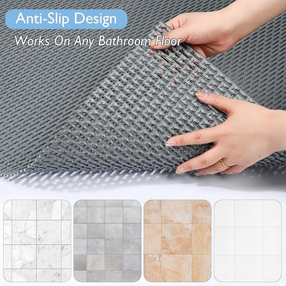 Extra Large Non-Slip Shower Mat, Fast-Dry PVC Bath Stall Tub Mat, Drain-Hole Design for Shower Stall Tub for Elderly/Kids, Non Slip Bath Mat Bathroom Safety Accessory, Gray 58"x32"