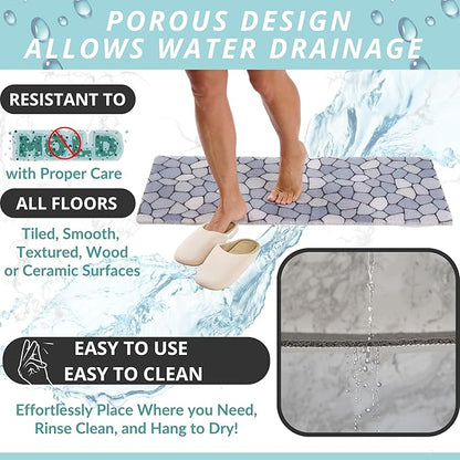 Non Slip Bathtub Mat Shower Mat for Tub - Loofah Bath Mats for Bathroom - 40x16 Bathtub Floor Mat - Textured Anti Slip Bath Mat Without Suction Cups - Secure Mat for Wet Areas (40x16 Pebble Blue)
