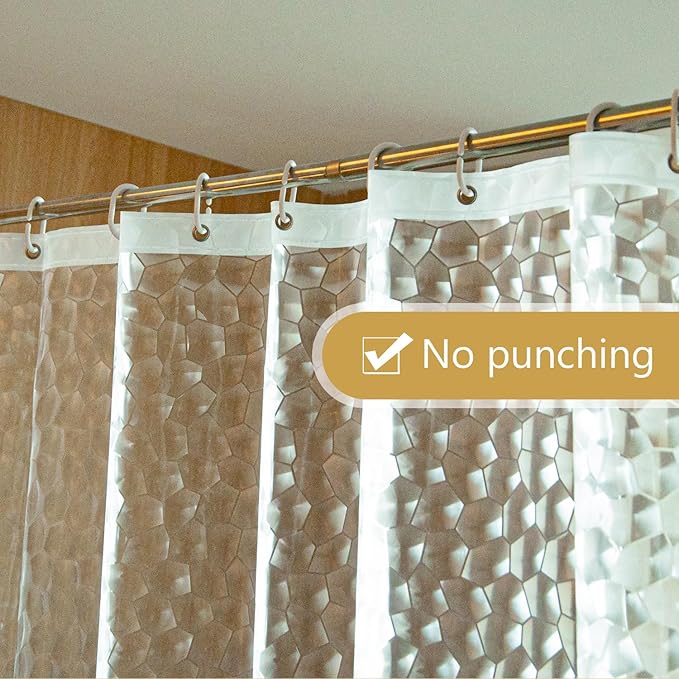 NTBAY EVA Clear Shower Curtain with Water Cube, Water-Repellent Liner with 3 Magnets for Bathroom, 72x84 Inches