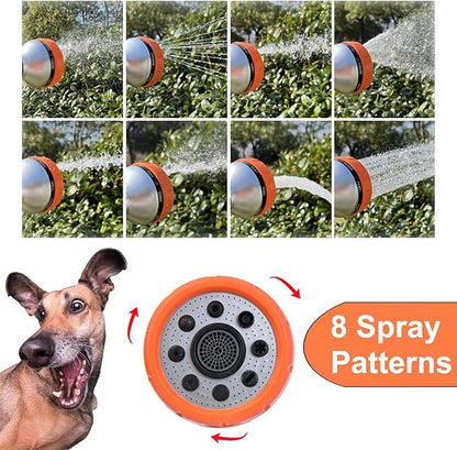 Dog Washing Hose Attachment, 8-in-1 Sprayer Hose Nozzle with Soap Dispenser for Dog Showering, Watering Flowers, Car Washing (With Brush and Lint Remover)