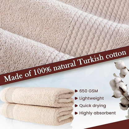 HALLEY Turkish Cotton Towels (Pack of 2) Bath Towels Super Soft Highly Absorbent 100% Cotton Towels for Bathroom and Kitchen for Mother’s Day (Ivory White)