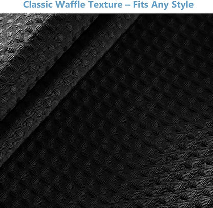 VANZAVANZU Hookless Shower Curtain with Mesh Top and Snap in Waterproof Liner, Waffle Weave, Weighted Magnets Hem, Machine Washable, 72 x 75 Inches – (Black)