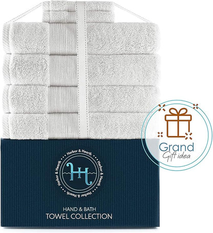 Hearth & Harbor Bath Towels for Bathroom - 100% Ring Spun Cotton Luxury Bathroom Towels - Ultra Soft & Highly Absorbent, Bath Towels Set of 6 - White
