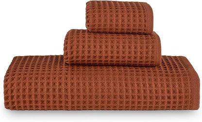 sea me at home Waffle Bath Sheet Set, 100% Turkish Cotton, Includes 1 Bath Sheet, 1 Hand Towel, 2 Face Towels