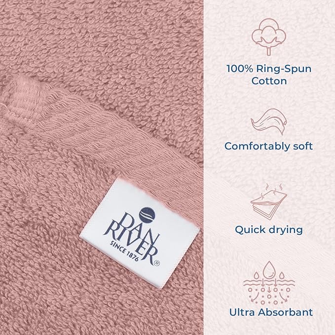 DAN RIVER Pack of 1 Bath Sheet 40x80 Inches, Oversized Towels for Adults, Quick Dry Plush Bath Towels - Dusty Rose