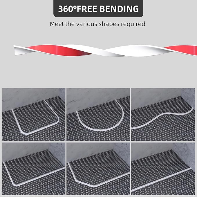 67Inch Collapsible Shower Threshold Water Dam Barrier, Self Adhesive Silicone Waterproof Shower Barrier Water Strip Dam for The Gap Between the Shower Kitchen Countertop Sink and Cooktop