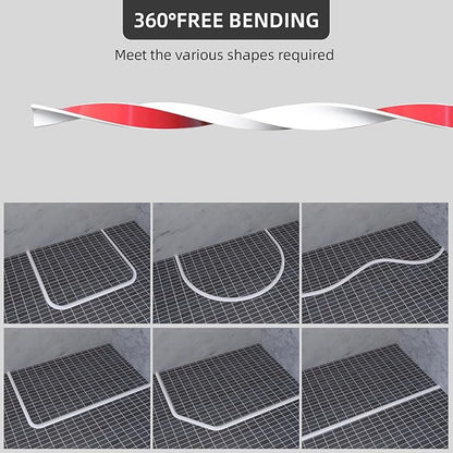 67Inch Collapsible Shower Threshold Water Dam Barrier, Self Adhesive Silicone Waterproof Shower Barrier Water Strip Dam for The Gap Between the Shower Kitchen Countertop Sink and Cooktop
