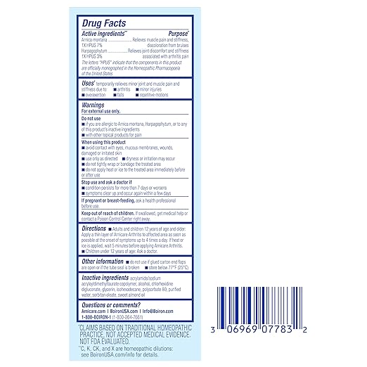 Boiron Arnicare Arthritis Cream Pump for Pain Relief of Knees, Hands, Wrists, Elbows, Joints & Muscles – Quickly Absorbed & Fragrance-Free – 4.2 oz