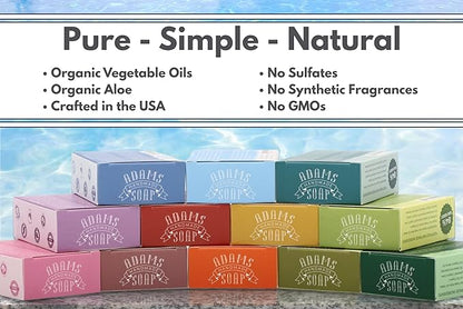 Adams Handmade Soap Variety Pack – 10 Bar Set: Tea Tree, Peppermint, Rose, Lavender, Citrus, Herbal & Floral Scents | Vegan, Cold Process, 84% Organic, Fair Trade, USA Made