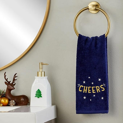 SKL Home Seasonal Soap/Lotion Dispenser Gift Set with 7 Interchangeable Magnetic Holiday Attachments, Refillable for Bathroom & Kitchen, Gold