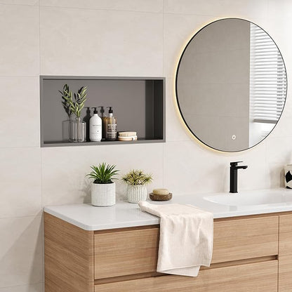 Neodrain 24X12Inch Shower Niche, Gun Metal Stainless Niche NO Tile Needed Recessed Shower Shelf for Bathroom Storage