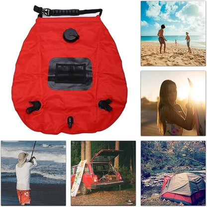 20L Folding Solar Heated Shower Bath, oor Camp Shower with Hose and Head, Portable Heating for Cam Hiking Backpacking, Leakproof e l