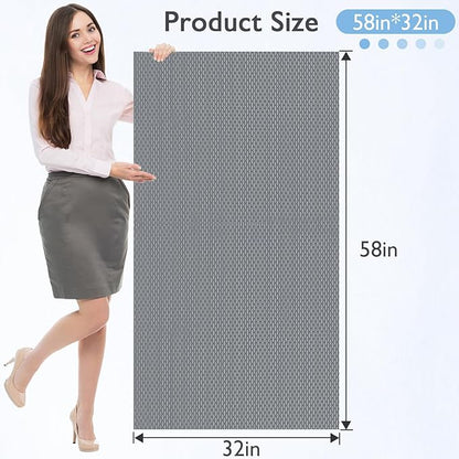 Extra Large Non-Slip Shower Mat, Fast-Dry PVC Bath Stall Tub Mat, Drain-Hole Design for Shower Stall Tub for Elderly/Kids, Non Slip Bath Mat Bathroom Safety Accessory, Gray 58"x32"