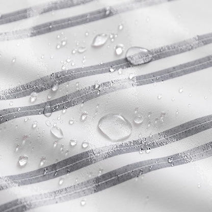 Amazon Basics Geometric Jacquard Fabric Shower Curtain for Bathroom, Lightweight, Waterproof and Washable, 72" W x 72" L, Grey Striped