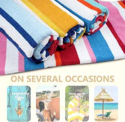 CASA COPENHAGEN Bora Bora Beach Towels Designed in Denmark Rough and Tough, Quick Dry, for Pool, Bath & Shower 30x60 inches 4 Pieces Cotton Beach Bath Towels Set - Turquoise