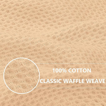 Homaxy 100% Cotton Waffle Weave Kitchen Dish Towels, Ultra Soft Absorbent Quick Drying Cleaning Towel, 13 x 28 Inches, 12-Pack, Apricot
