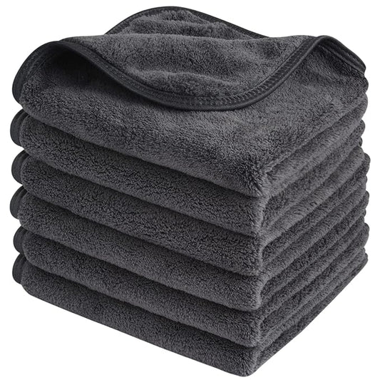 SINLAND Absorbent Coral Velvet Washcloth Ultra Soft Microfiber Face Towels 12 x 12 inch Multi-Purpose Face Cloths for Household and Sport