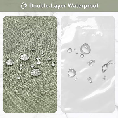 MitoVilla 3 in 1 Shower Curtain Set, Sage Green Boho Farmhouse Linen Textured Bath Curtain and Clear PEVA Liner Set with 12 Double Sided Steel Hooks, Waterproof Fabric Hotel Bathroom Curtain - 72x72