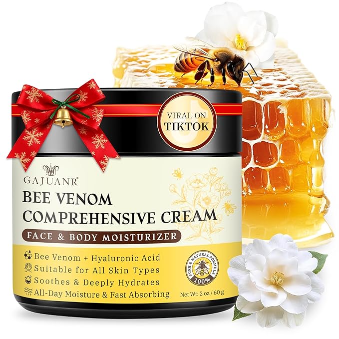 Bee Venom Comprehensive Cream, Bee Venom Skin Treatment Cream, All-in-One Nourishing Treatment with Hyaluronic Acid, Lifting Firming Repair Moisturizer, Natural Gentle Formula for All Skin Types, 60g